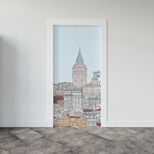 Kapı Giydirme Kapı Sticker Folyosu Galata Kulesi Çizim