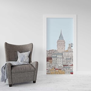 Kapı Giydirme Kapı Sticker Folyosu Galata Kulesi Çizim