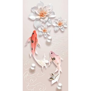 Kapı Giydirme Kapı Sticker Folyosu 3d Balık Çiçek Çizim