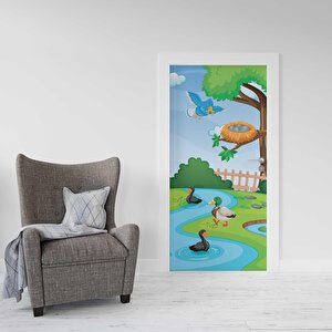 Kapı Giydirme Kapı Sticker Folyosu Kuş Ördek