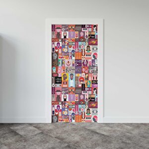 Kapı Giydirme Kapı Sticker Folyosu Pop Art Music Collage