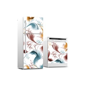 Buzdolabı Ve Bulaşık Makinası Beyaz Eşya Sticker Kaplama Soyut Suluboya