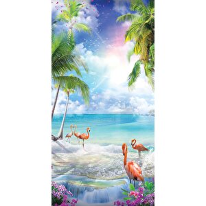 Kapı Giydirme Kapı Sticker Folyosu Sahil Flamingo