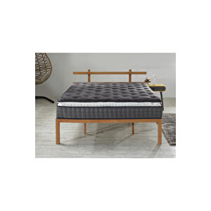 Gri Ultra Ortopedik Hilal Pedli Paket Yaylı Tavşan Tüyü Kumaş Yatak 90x190 cm