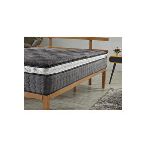 Gri Ultra Ortopedik Hilal Pedli Paket Yaylı Tavşan Tüyü Kumaş Yatak 90x190 cm