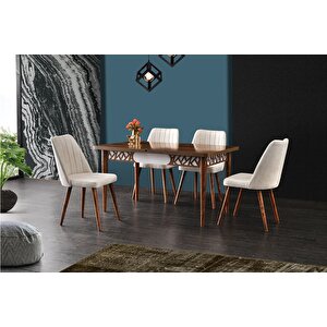 Armi̇n Masa Ve Cannes Sandalye Takımı, Cevi̇z, 130x80