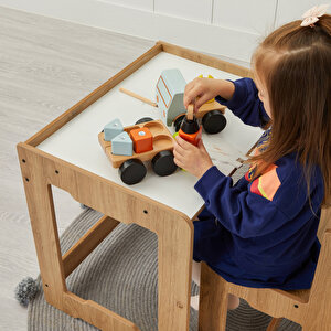 Minera 4-6 Yaş Martı Ahşap Montessori Çocuk Oyun, Çalışma Ve Aktivite Masası Ve Sandalyesi
