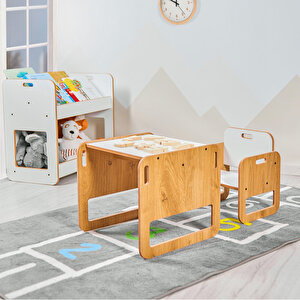 0-18 Ay Serçe Ahşap Montessori Çocuk Oyun, Çalışma Ve Aktivite Masası Ve Sandalyesi