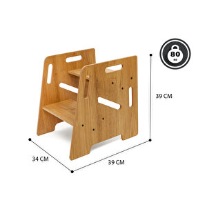Çocuk / Yetişkin Montessori Ahşap Basamak, Yükseltici, Tabure