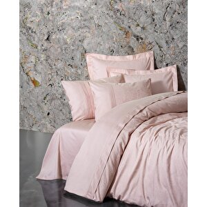 Cotton Box Jakarlı Saten Çift Kişilik Nevresim Takımı Jana Pudra