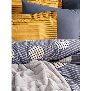 Çift Kişilik Trim Battaniyeli Nevresim Takımı Smooth Gri