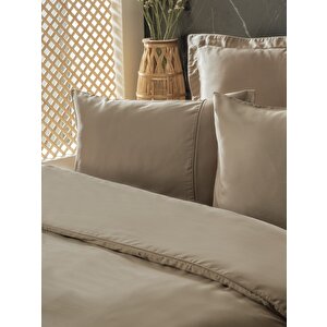 Silky Saten Çift Kişilik Nevresim Takımı Bej