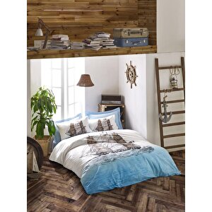 Maritime Tek Kişilik Nevresim Takımı Ship Mavi