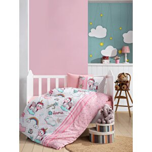 Flanel Bebek Nevresim Takımı Unicorn Pembe