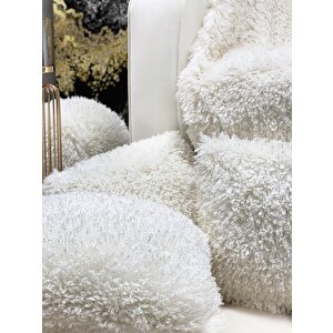 Beyaz Floş Peluş Kare Yastık 43×43 Cm