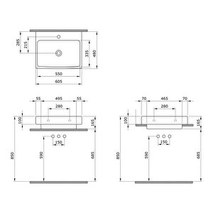 Scala Tezgahüstü Lavabo 60x48 Parlak Beyaz 1077-001-0126