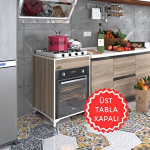 Ankastre Modülü Kabini Lantanyum Crd Fırın Ocak Dolabı Sabit Tabla Ayaklı Beyaz