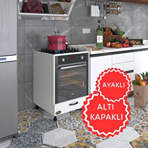 Ankastre Modülü Kabini Radon Byz Fırın Ocak Dolabı Kapaklı Ayaklı Beyaz
