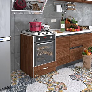 Ankastre Modülü Kabini Flor Cvz Kapaklı Fırın Ocak Dolabı Sabit Tabla Beyaz