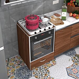 Ankastre Modülü Kabini Flor Cvz Kapaklı Fırın Ocak Dolabı Sabit Tabla Beyaz