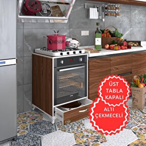 Ankastre Modülü Kabini Azot Cvz Fırın Ocak Dolabı Çekmeceli Ayaklı Sabit Tabla Beyaz