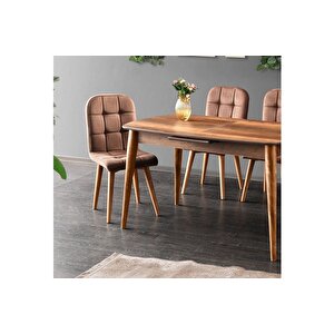 Essen Masa Ve Etro Sandalye Takımı Cevi̇z 130 x 80 Cm