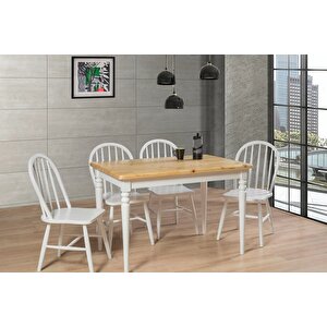 Harput Masa Ve Ameri̇kan Sandalye Takımı Meşe Beyaz  120 x 80 Cm