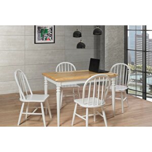 Harput Masa Ve Ameri̇kan Sandalye Takımı Meşe Beyaz  120 x 80 Cm