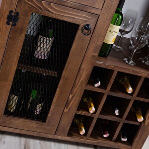 Bordo Ladin Ahşap Mini Bar Konsol