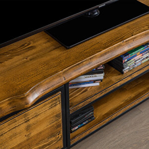 Wooden Kahverengi Ladin Ahşap Tv Ünitesi Seti