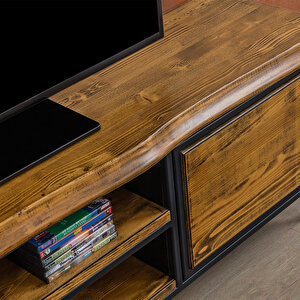 Eymense Wooden Kahverengi Ladin Ahşap Tv Ünitesi Seti
