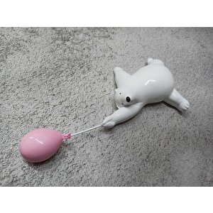 Cajuart Pembe Balon Tutan Sevimli Ayı Duvar Dekoru Biblo Süs