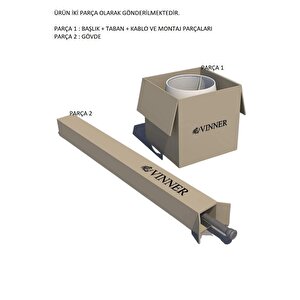 Vinner Gold Kaplama Üçlü Küre Düz Tek Ayak Metal Lambader Gold Şeritli Silindir Hasır Bej Başlık