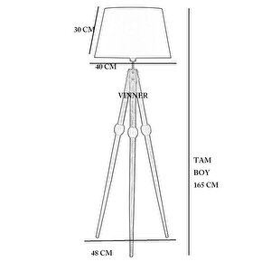 Sofya Üçlü Küre Tripod Ahşap Lambader - Hasır Gri