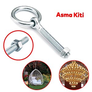 Halkalı Metal Paslanmaz Civata M10 Somunlu Sabitleme Çekme Kaldırma Tavan Kancası Asma Kit