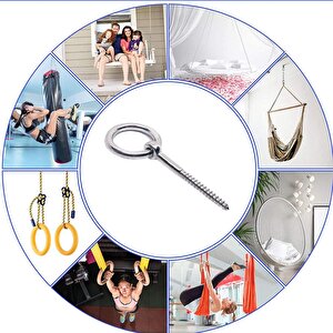 Metal Paslanmaz M6 Vidalı Sabitleme Gerdirme Çekme Kaldırma Tavan Kancası Salıncak Asma Kit Kiti