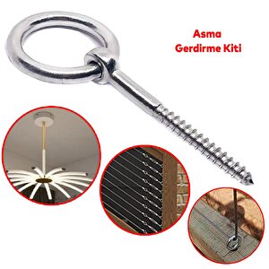 Metal Paslanmaz M8 Vidalı Gerdirme Sabitleme Çekme Kaldırma Tavan Kancası Asma Kit