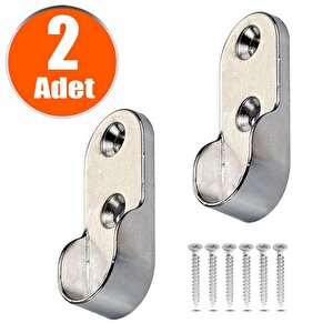 (2 Adet) Askı Flanşı Krom Oval Dolap Elbise Askı Aparatı