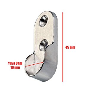 (2 Adet) Askı Flanşı Krom Oval Dolap Elbise Askı Aparatı
