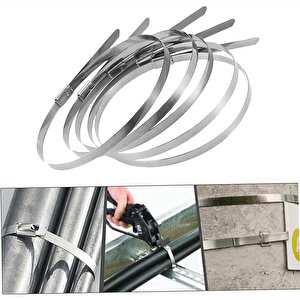 Cırt Kelepçe Metal Paslanmaz Çelik Kablo Zip Bağı Çok Amaçlı Bağlama 4.6x300 10 Adet