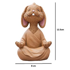 Dekoratif Yoga Yapan Tavşan Biblo Meditasyon Küçük Boy Tavşan Heykeli Ev Dekoru 8x12.5 Cm Kahverengi