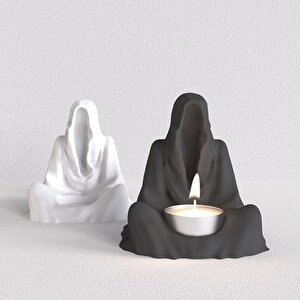 Dekoratif Ghost Hayalet Figürlü Tealight Mumluk Ev Dekoru Ofis Dekoru Süs Beyaz