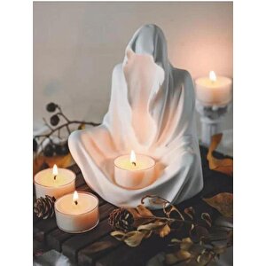 Dekoratif Ghost Hayalet Figürlü Tealight Mumluk Ev Dekoru Ofis Dekoru Süs