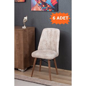 Kfh-1915 Beyaz Renk Dikdörtgen Açılabilir Yemek Ve Mutfak Masa 80x170 Takımı 6 Sandalyeli Krem