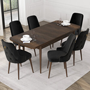 Mateo Barok Desen 80x132 Suntalam Açılabilir Mutfak Masası Takımı 6 Adet Sandalye