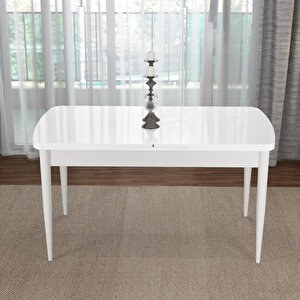 Alaska Beyaz Desen 80x132 Suntalam Açılabilir Mutfak Masası Takımı 4 Sandalye, 1 Bench