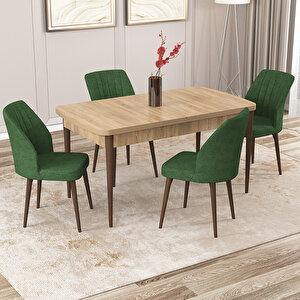 Zayn Meşe Desen 80x132 Suntalam Açılabilir Mutfak Masası Takımı 4 Adet Sandalye
