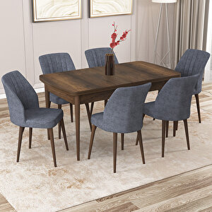 Zayn Barok Desen 80x132 Suntalam Açılabilir Mutfak Masası Takımı 6 Adet Sandalye