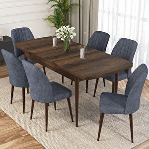 Zayn Barok Desen 80x132 Suntalam Açılabilir Mutfak Masası Takımı 6 Adet Sandalye