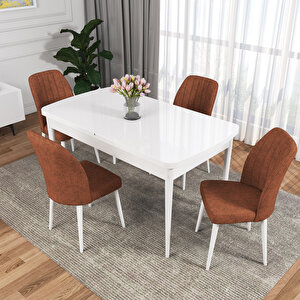 Zayn Beyaz 80x132 Suntalam Açılabilir Mutfak Masası Takımı 4 Adet Sandalye